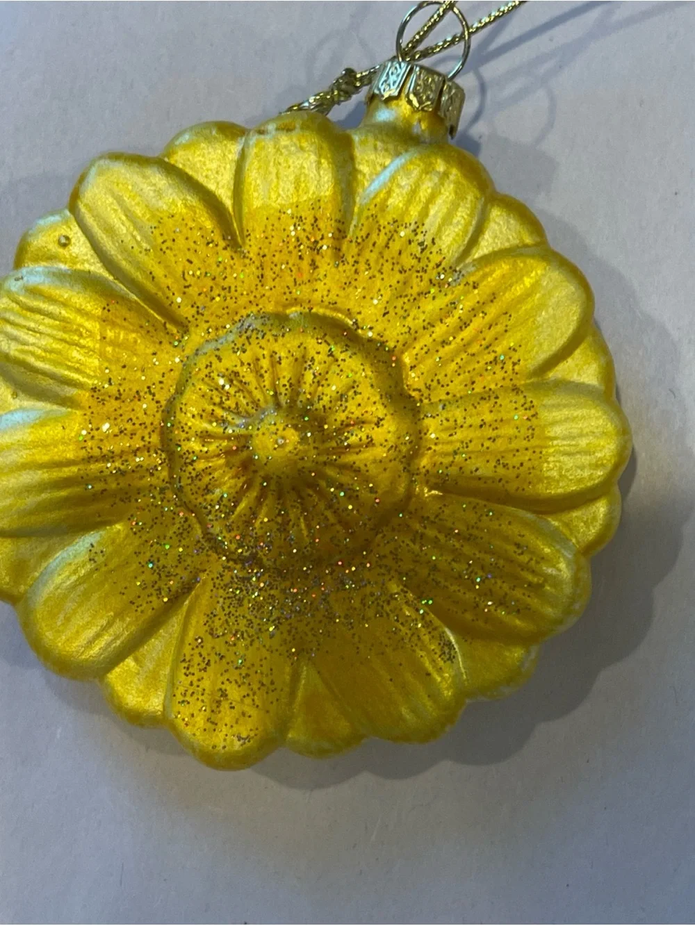 Handblown Glass  Butterfly On A Flower Christmas Ornament